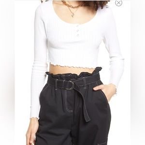 Black BP Crop Henley Top